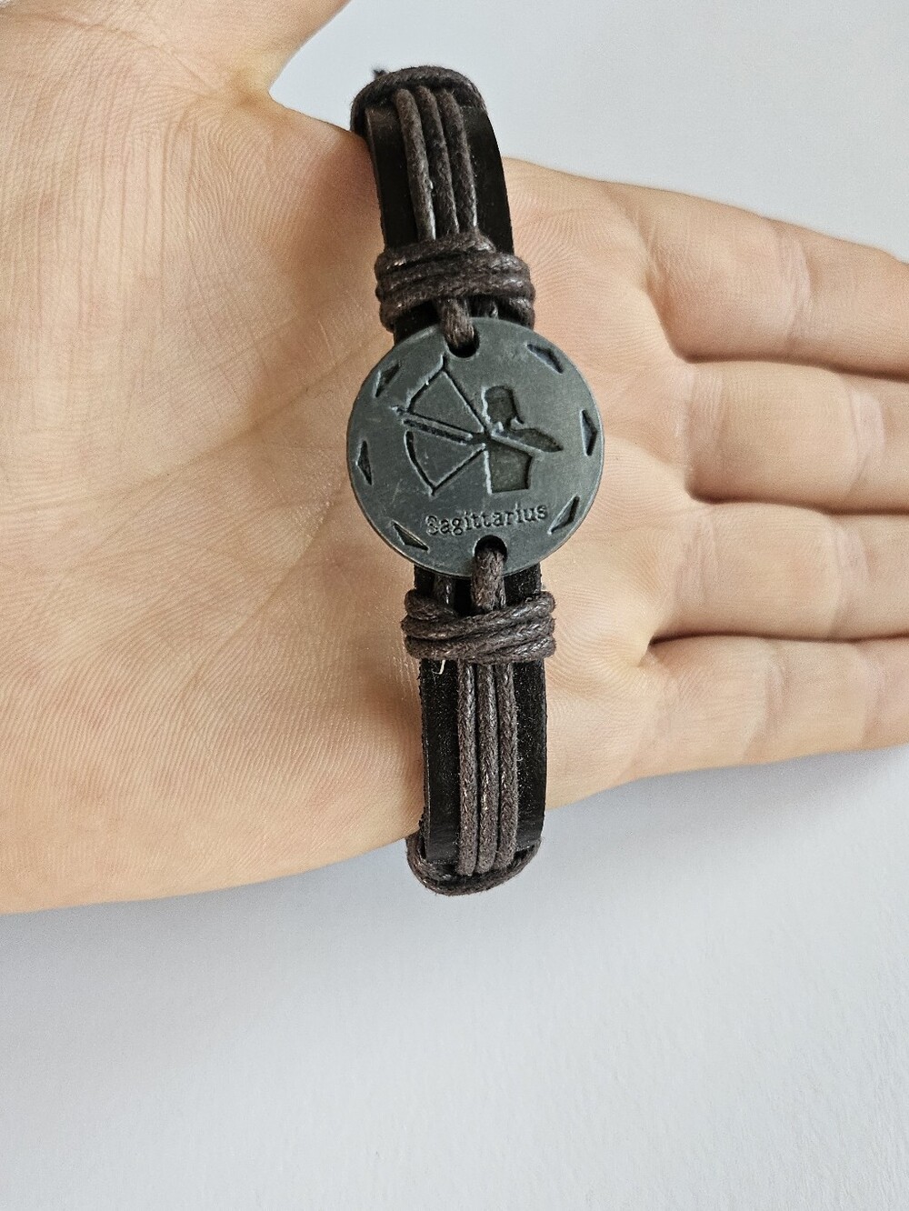 Sagittarius Zodiac leather bracelet. Unisex